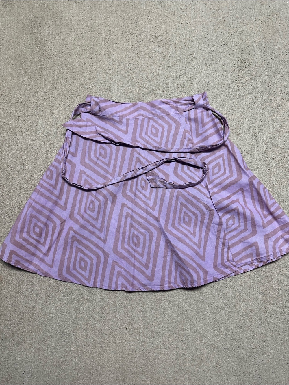 Lavender Geometric Wrap Midi Skirt